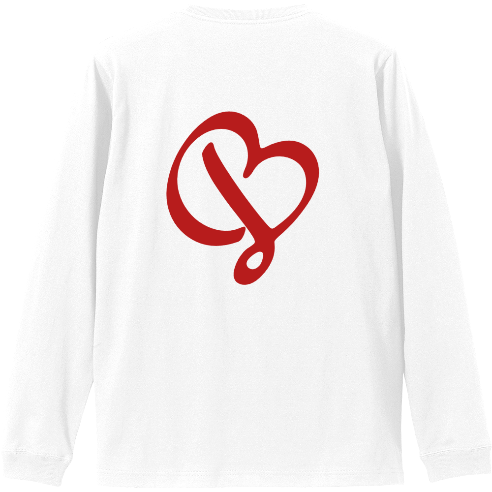 Heart Line ロングスリーブTシャツ(ホワイト×レッド)