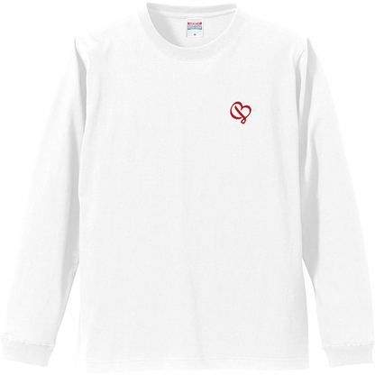 Heart Line ロングスリーブTシャツ（ホワイト×レッド）